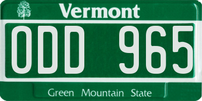 VT license plate ODD965