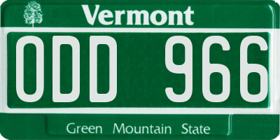 VT license plate ODD966