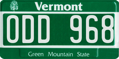 VT license plate ODD968