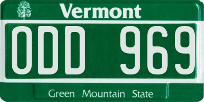VT license plate ODD969