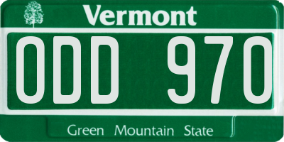 VT license plate ODD970