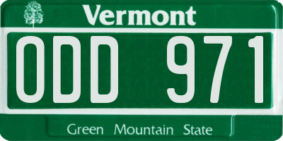 VT license plate ODD971