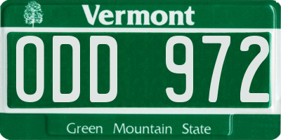 VT license plate ODD972