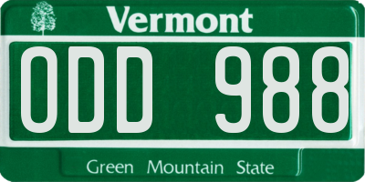 VT license plate ODD988