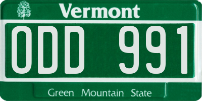 VT license plate ODD991