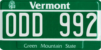 VT license plate ODD992