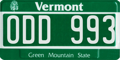 VT license plate ODD993