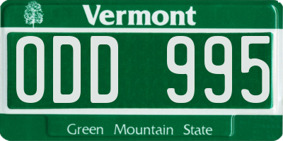 VT license plate ODD995