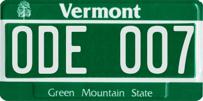 VT license plate ODE007