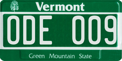 VT license plate ODE009