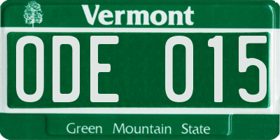 VT license plate ODE015