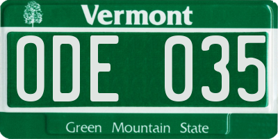 VT license plate ODE035