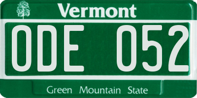 VT license plate ODE052