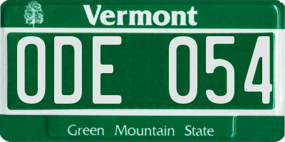 VT license plate ODE054
