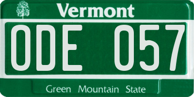 VT license plate ODE057