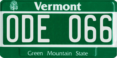 VT license plate ODE066