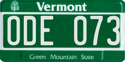 VT license plate ODE073