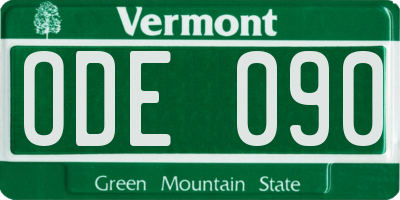 VT license plate ODE090