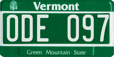 VT license plate ODE097