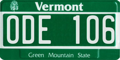VT license plate ODE106