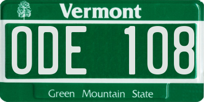 VT license plate ODE108