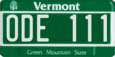 VT license plate ODE111