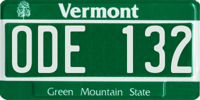 VT license plate ODE132