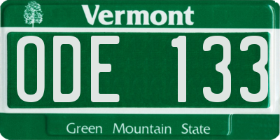 VT license plate ODE133
