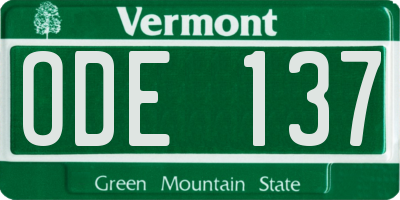 VT license plate ODE137