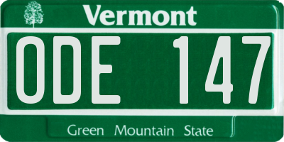 VT license plate ODE147