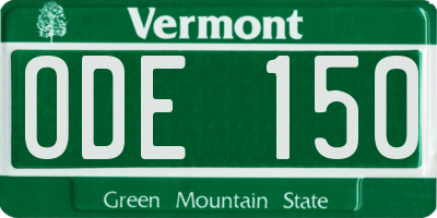VT license plate ODE150