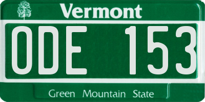 VT license plate ODE153