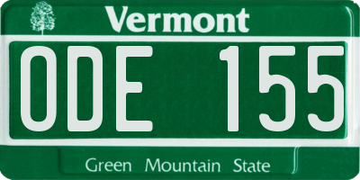 VT license plate ODE155