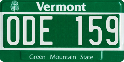 VT license plate ODE159