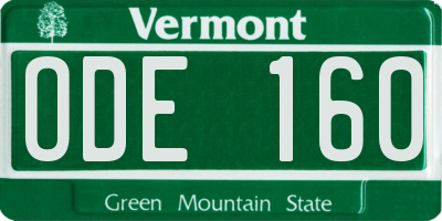 VT license plate ODE160