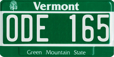 VT license plate ODE165