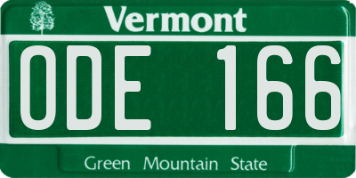VT license plate ODE166
