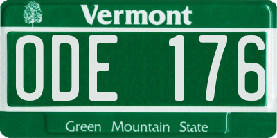 VT license plate ODE176