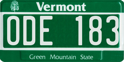 VT license plate ODE183