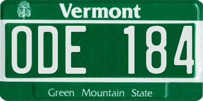 VT license plate ODE184