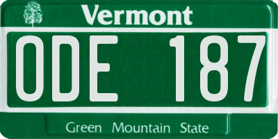 VT license plate ODE187