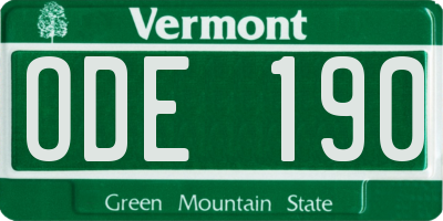 VT license plate ODE190