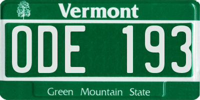 VT license plate ODE193
