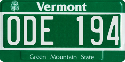 VT license plate ODE194