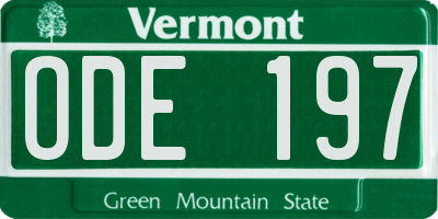 VT license plate ODE197