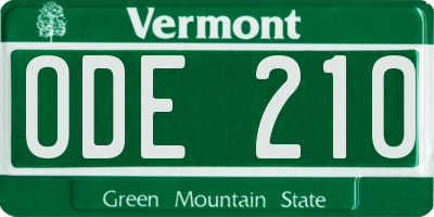 VT license plate ODE210