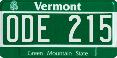 VT license plate ODE215