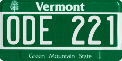 VT license plate ODE221