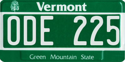 VT license plate ODE225