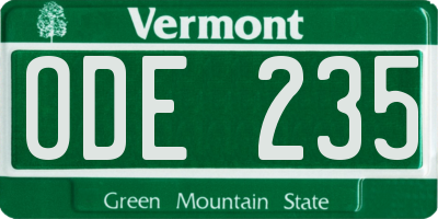 VT license plate ODE235